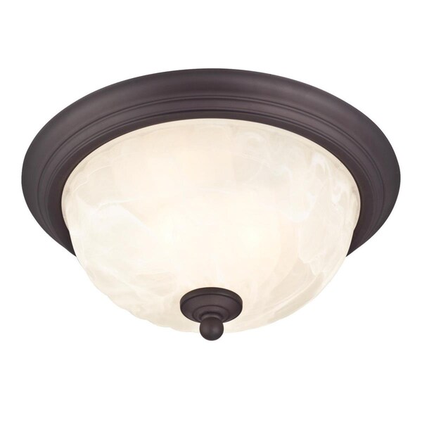 Westinghouse Fixture Ceiling Outdr Flush-Mount 60W 2-Light Naveen 13In ORB Stl White Albst Glass 6230900 - main